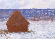 Claude Monet Grainstack in Overcast Weather,Snwo Effect oil painting artist